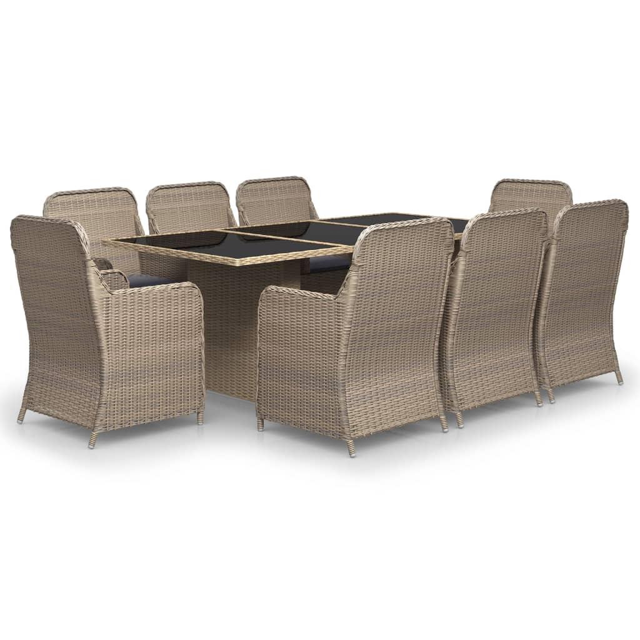 Voir la diapositive 2 : VIDAXL Ensemble a manger de jardin 9 pcs Resine tressee Marron