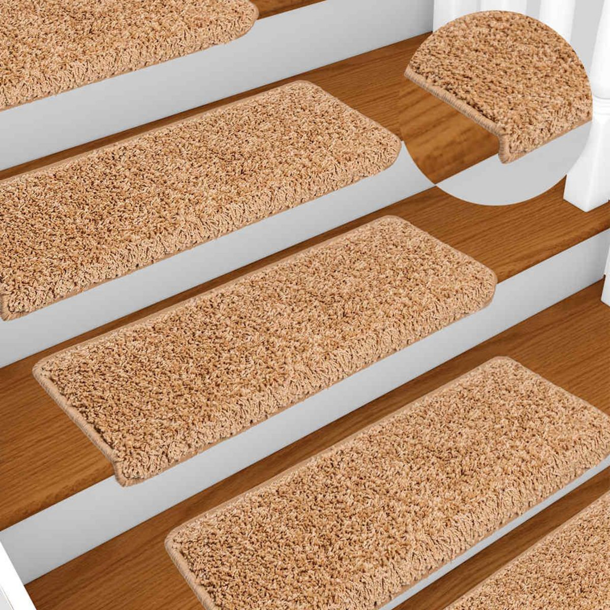 VIDAXL Tapis d'escalier 20 pcs 65x21x4 cm beige