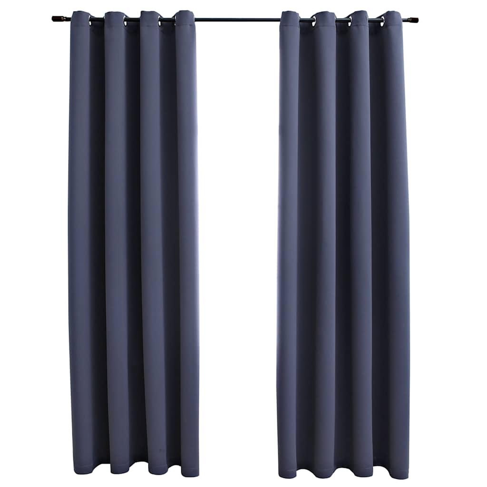 Voir la diapositive 2 : VIDAXL Rideaux occultants avec anneaux Metal 2pcs Anthracite 140x175cm