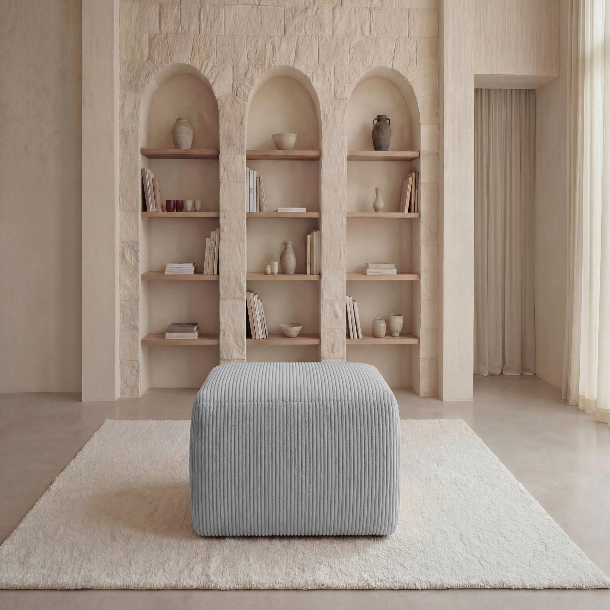 Voir la diapositive 3 : CASANOVA PARIS Olympe - pouf en petit velours côtelé 100x68x42