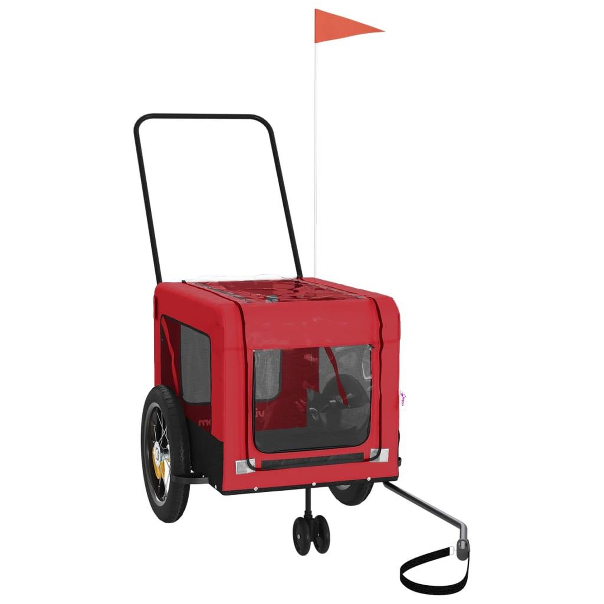 Voir la diapositive 3 : VIDAXL Remorque de velo pour animaux de compagnie rouge et noir