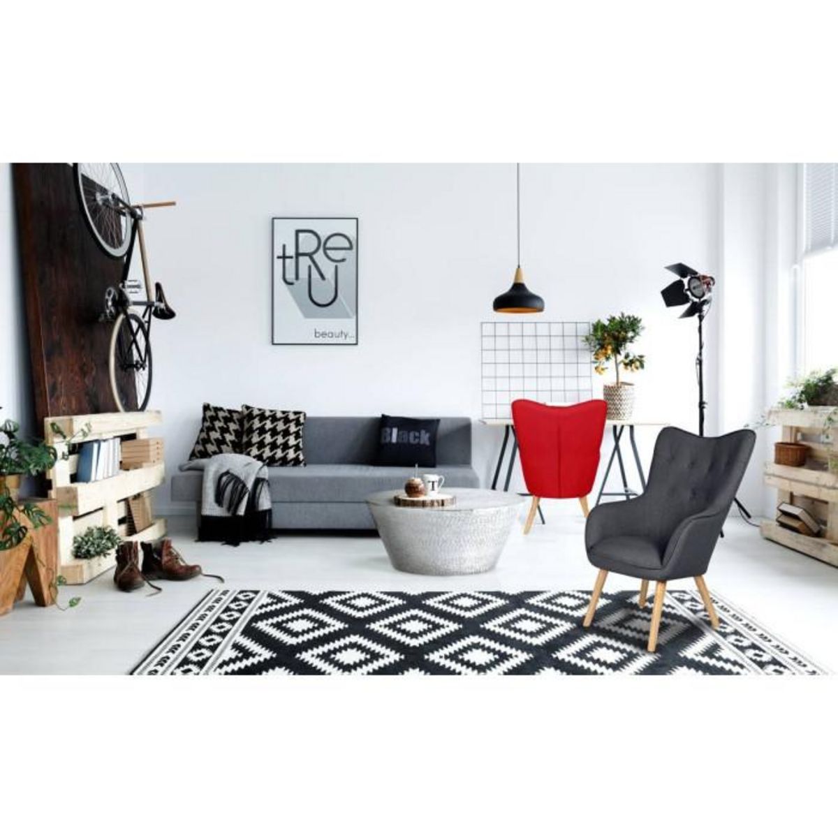 Paris Prix Fauteuil Scandinave  Aimee  67cm Gris Foncé