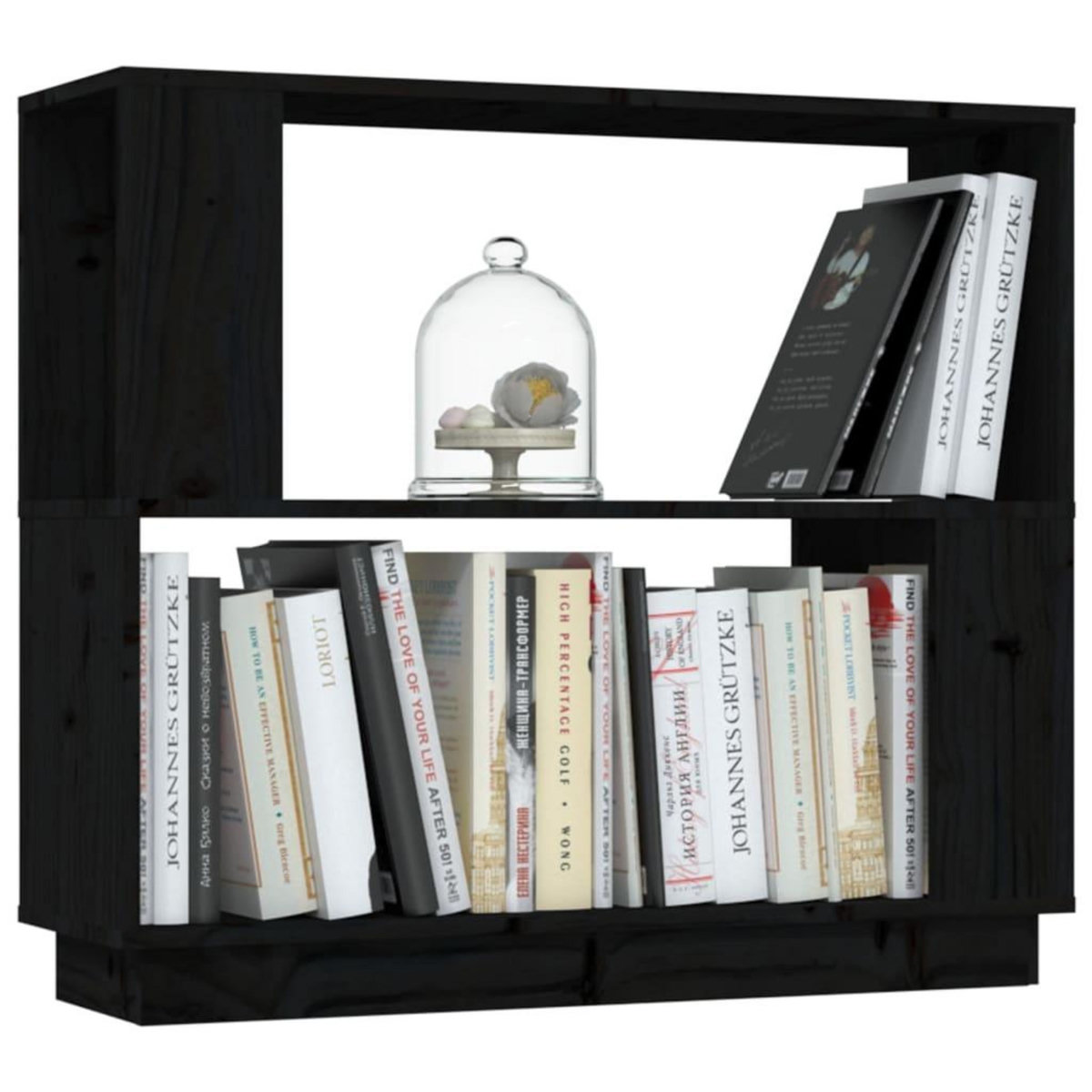 VIDAXL Bibliotheque/Separateur de piece Noir 80x25x70 cm Pin massif
