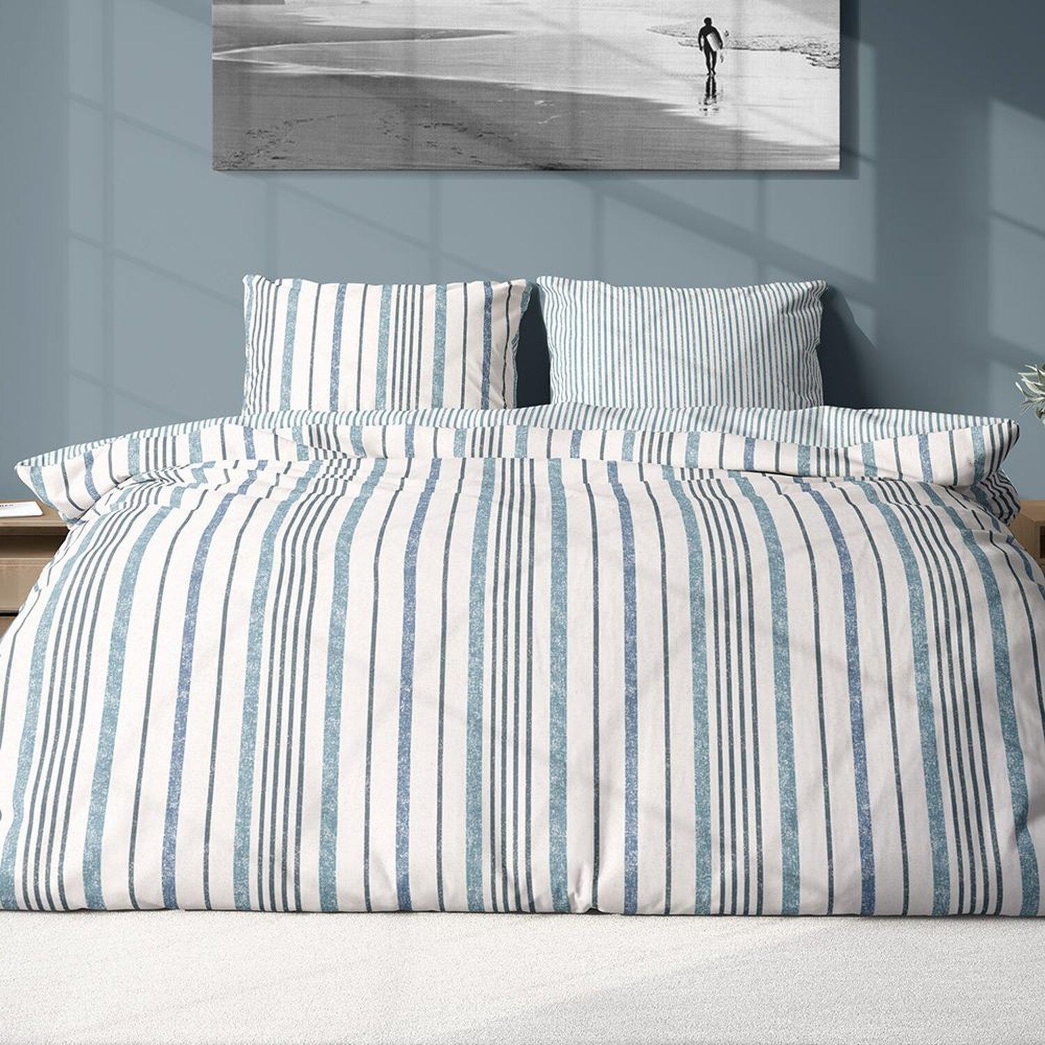 Voir la diapositive 3 : Home collection Parure housse de couette 100% coton lyocell 57fils calanque