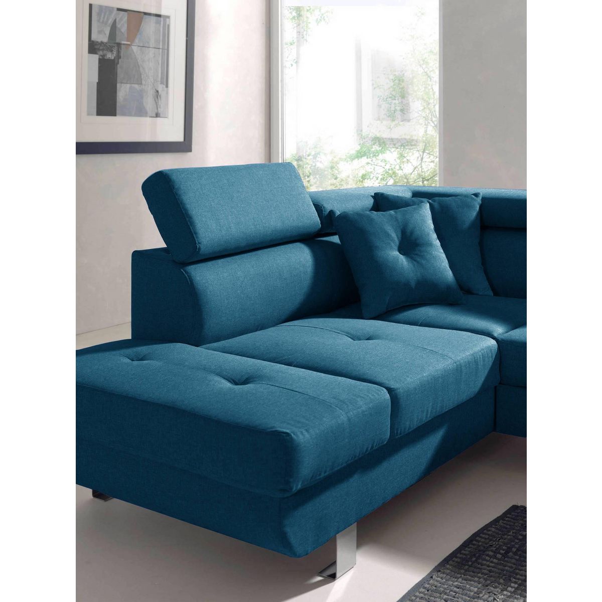 BEST MOBILIER Lisbona - canapé d'angle gauche convertible - 5 places - avec têtières