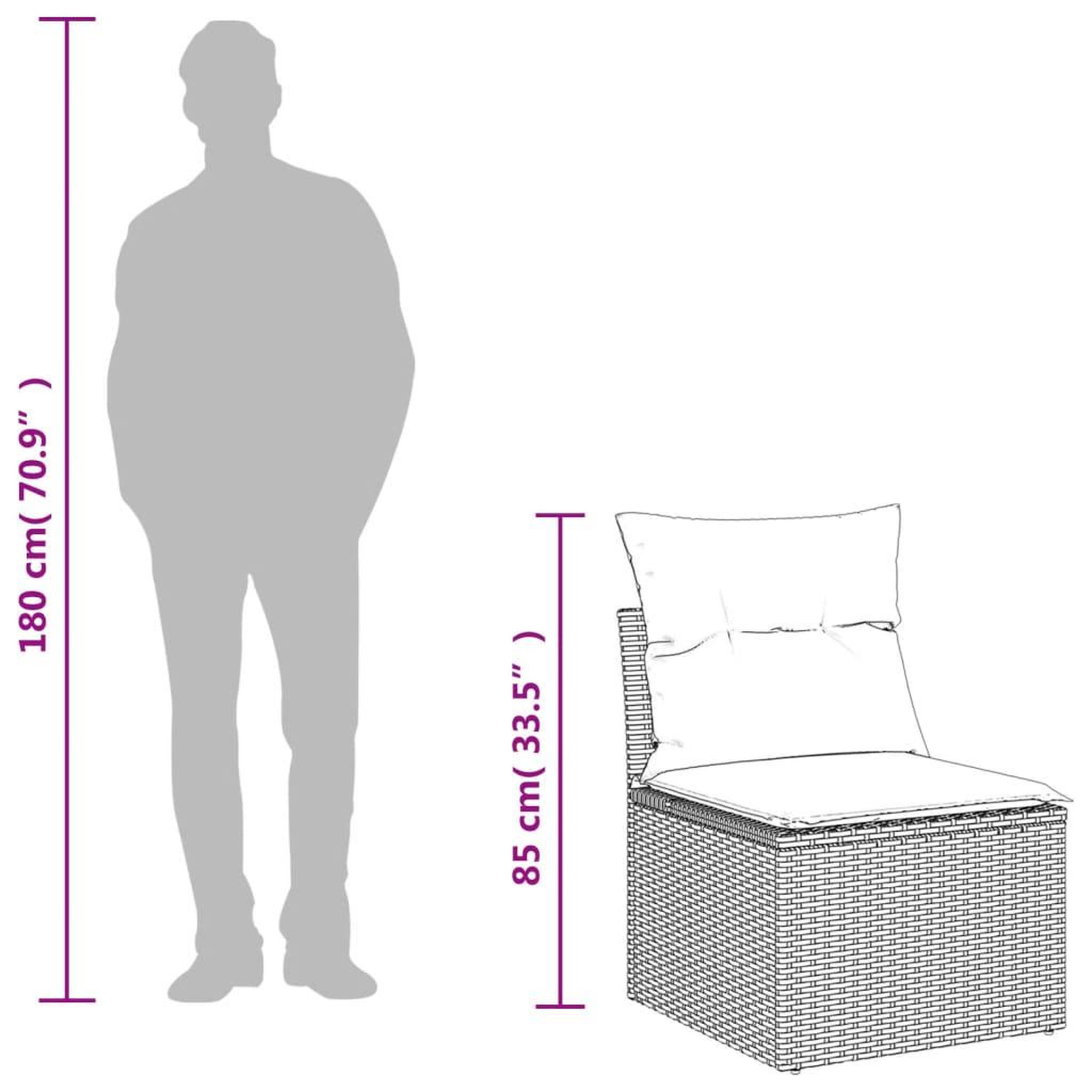 Voir la diapositive 6 : VIDAXL Canape de jardin sans accoudoirs coussins gris clair poly rotin