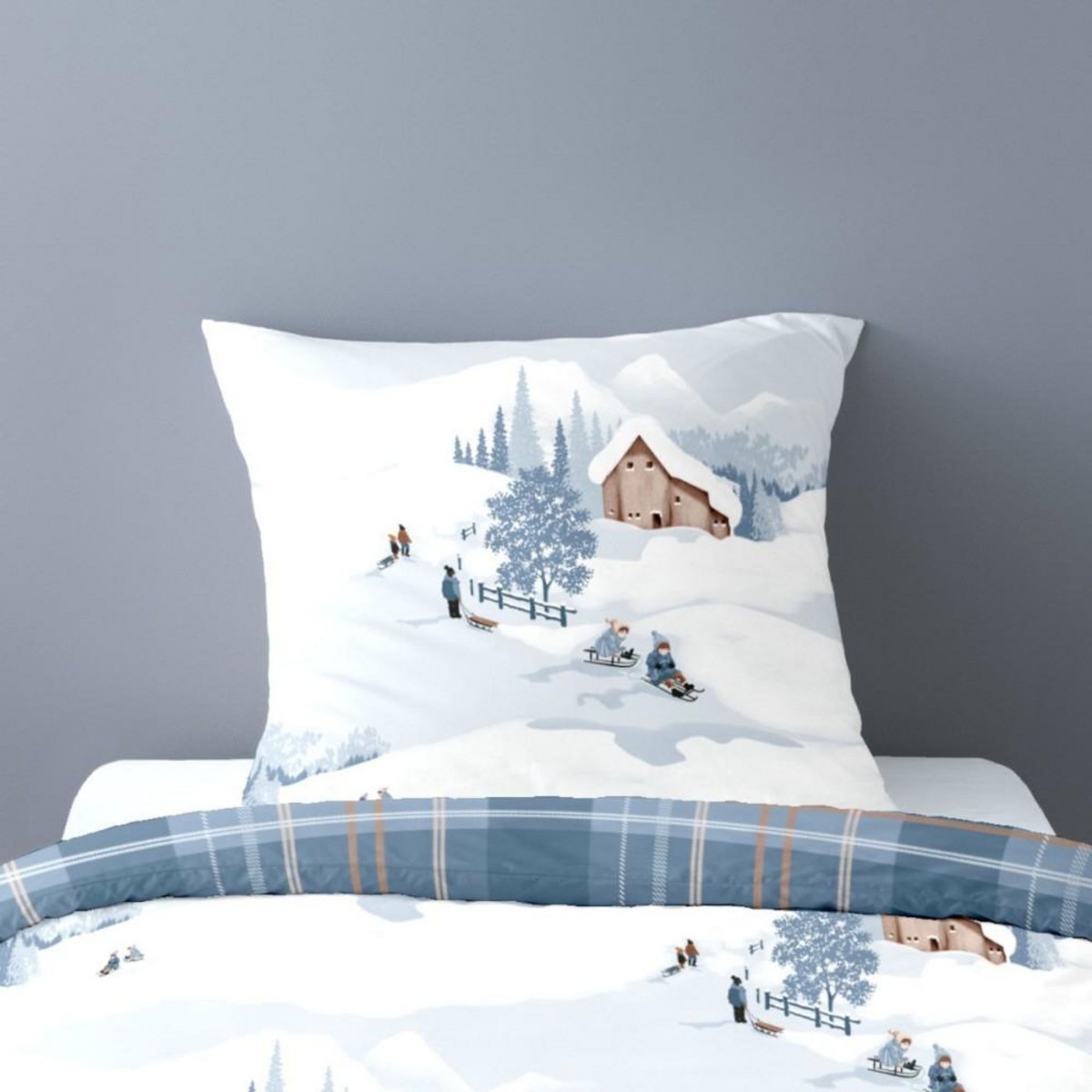 Dourev Housse de couette Flanelle 140x200 ALBA + 1 taie