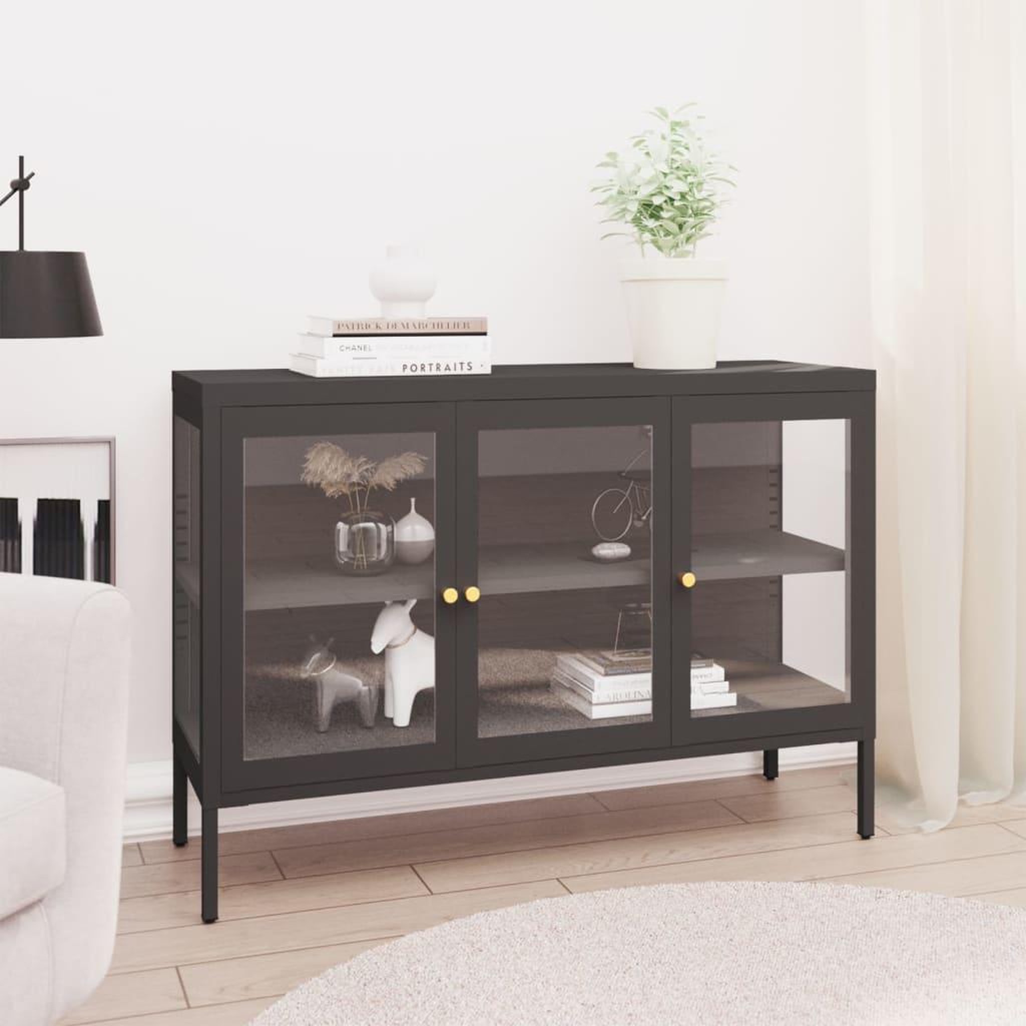 Voir la diapositive 1 : VIDAXL Buffet Anthracite 105x35x70 cm Acier et verre