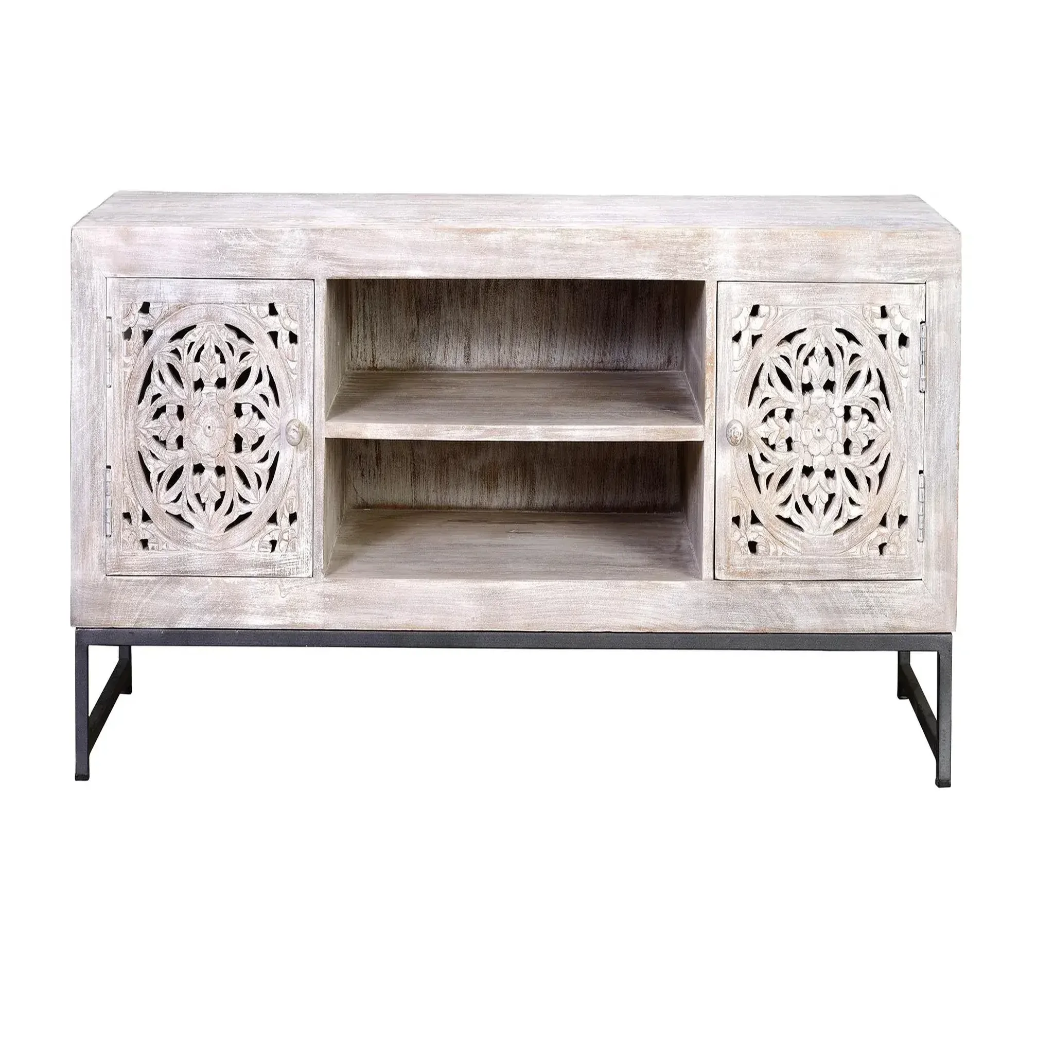GINER Y COLOMER SL Meuble tv en bois de manguier 130 cm style ethnique boho sculpté