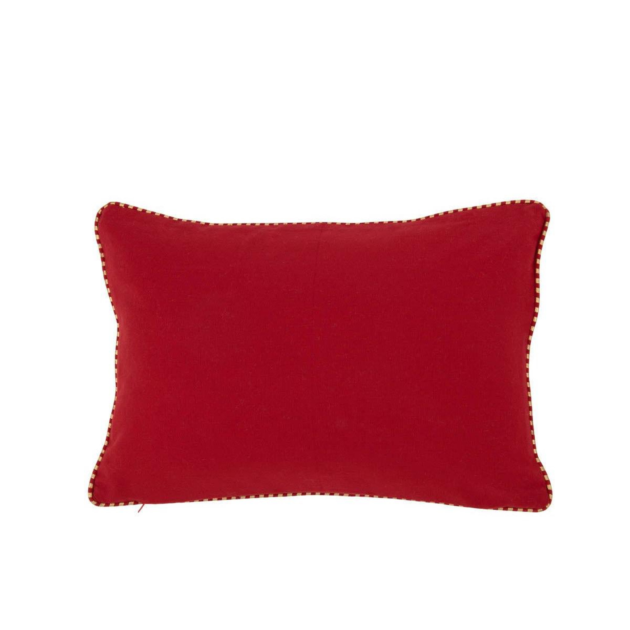 Voir la diapositive 2 : J-LINE Coussin déco bonheur  ellis  30x45cm rouge
