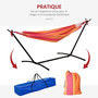 Voir la diapositive 6 : OUTSUNNY Hamac de jardin avec support en métal époxy hamac sur pied 1 place charge max. 120 Kg sac transport rouge