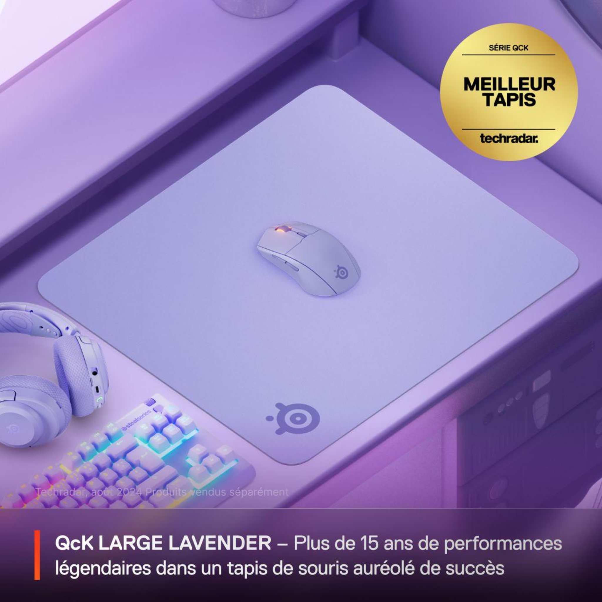 Voir la diapositive 2 : STEEL SERIES Tapis de souris qck l lavande