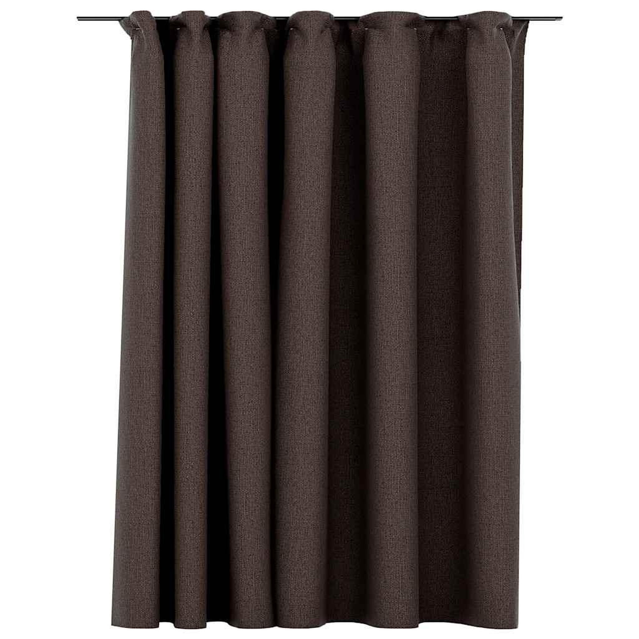 Voir la diapositive 2 : VIDAXL Rideau occultant d'aspect de lin avec crochets Taupe 290x245 cm