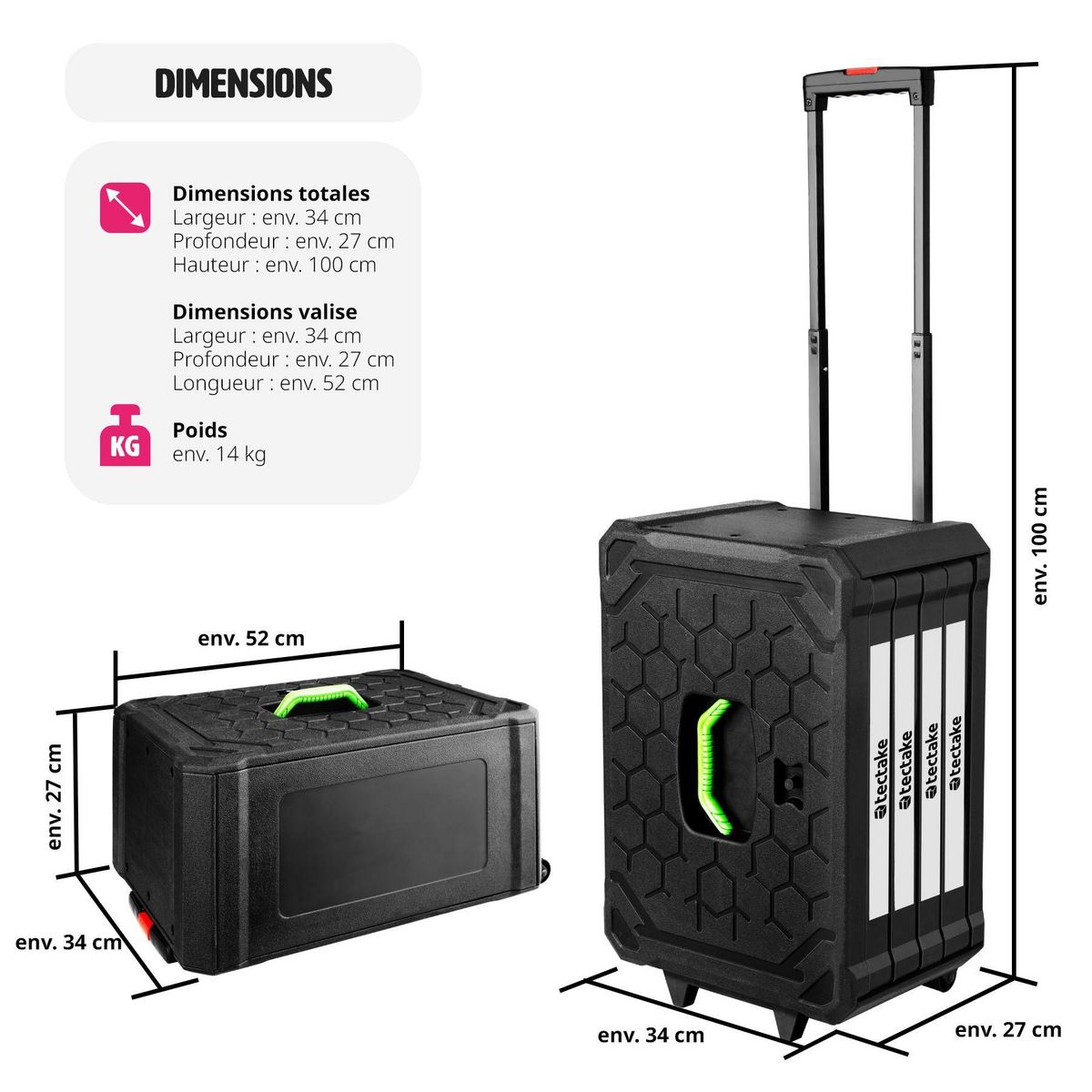 tectake Caisse à outils 899 pièces noir