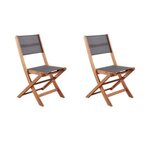 MARKET24 Lot de 2 chaises de jardin en bois d'acacia FSC et assise textilene - 50 x 57 x 90 cm - Gris