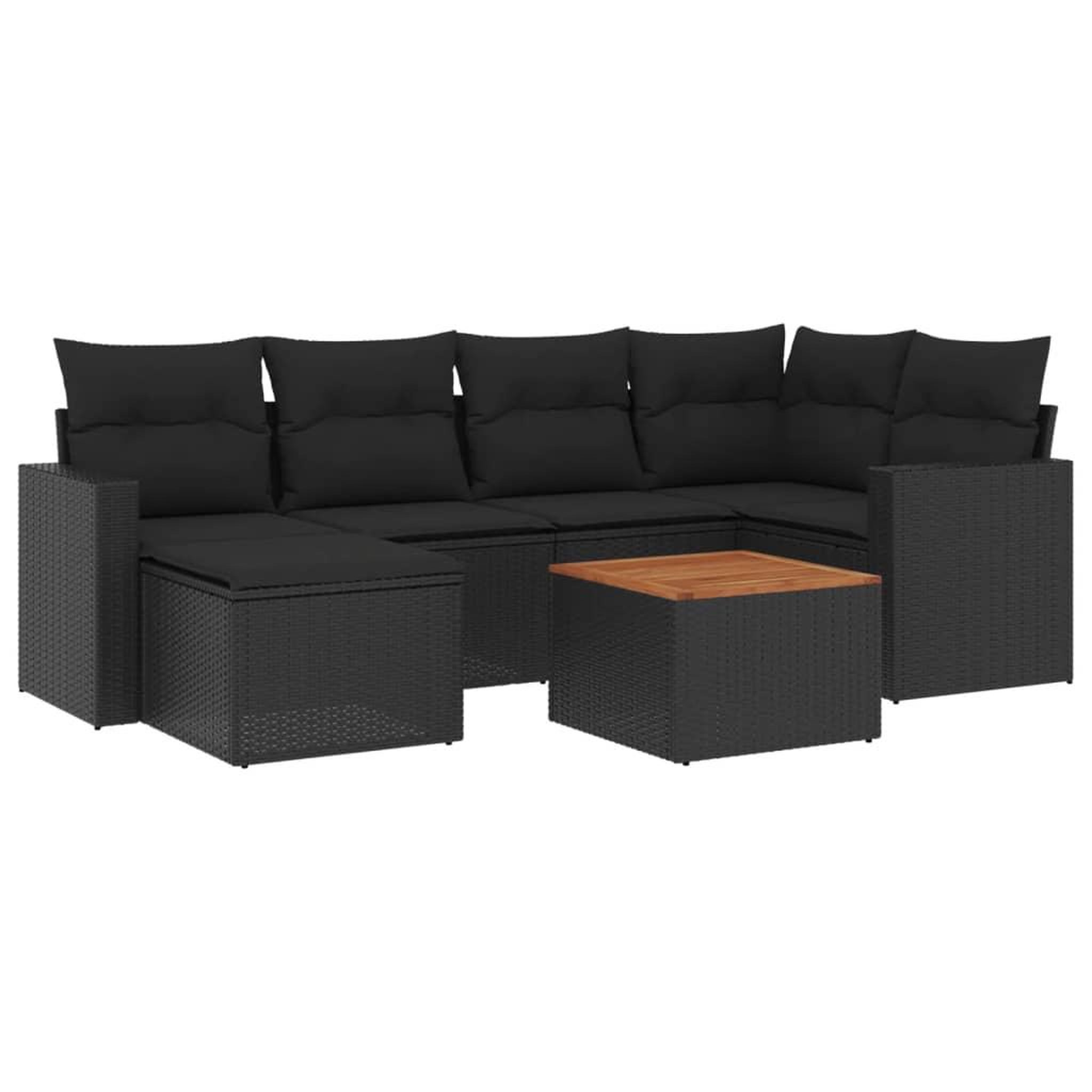 Voir la diapositive 2 : VIDAXL Salon de jardin 7 pcs avec coussins noir resine tressee