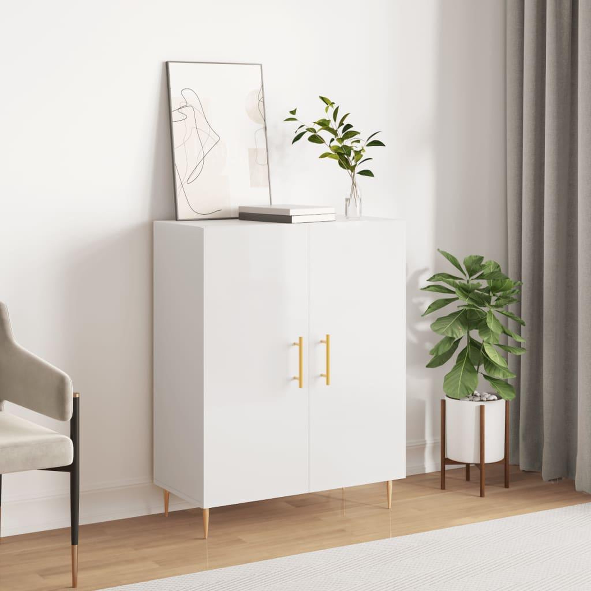 VIDAXL Buffet Blanc brillant 69,5x34x90 cm Bois d'ingenierie
