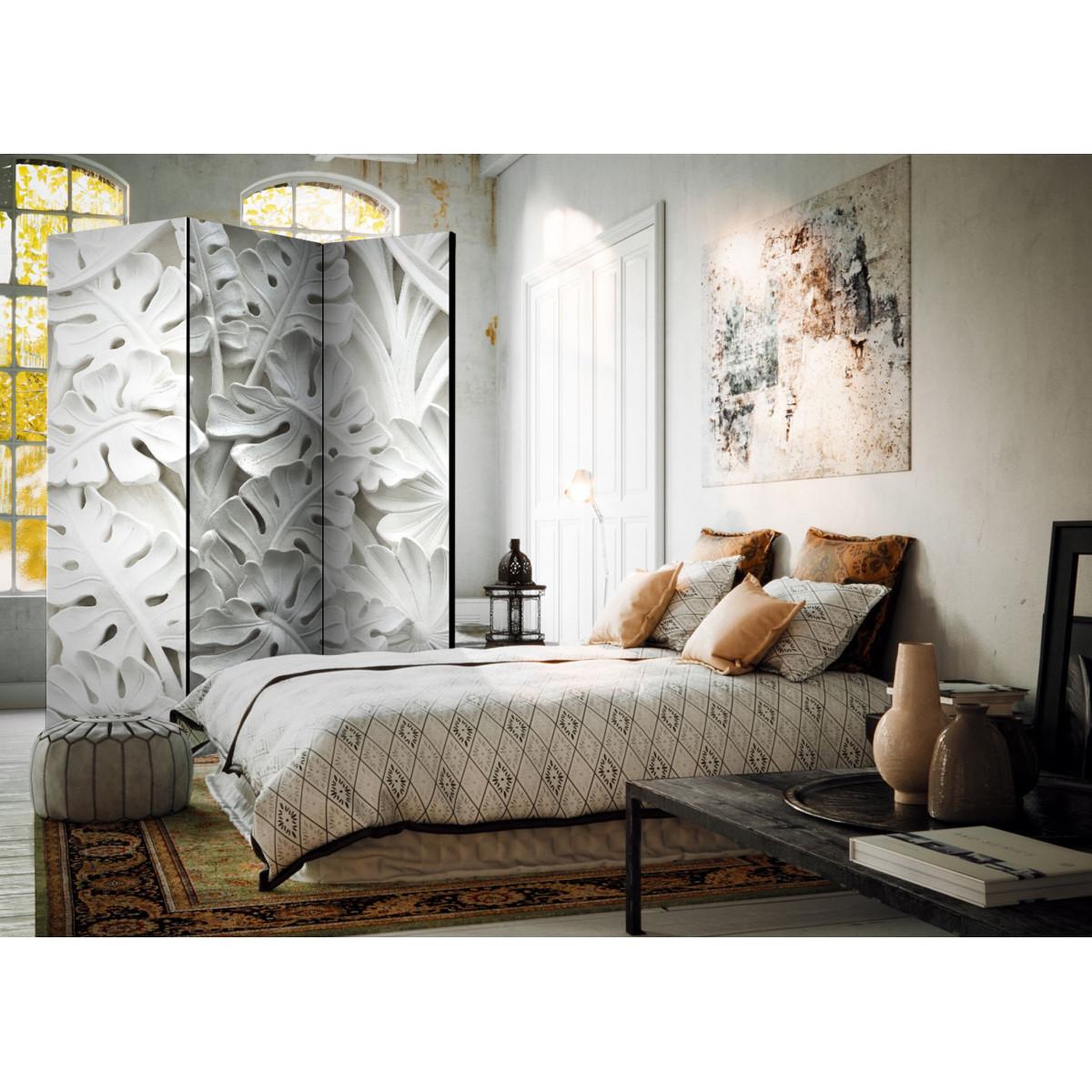 Voir la diapositive 2 : Paris Prix Paravent 3 volets  alabaster garden  135x172cm