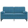 Voir la diapositive 3 : VIDAXL Canape 2 places avec oreillers decoratifs bleu 140 cm velours