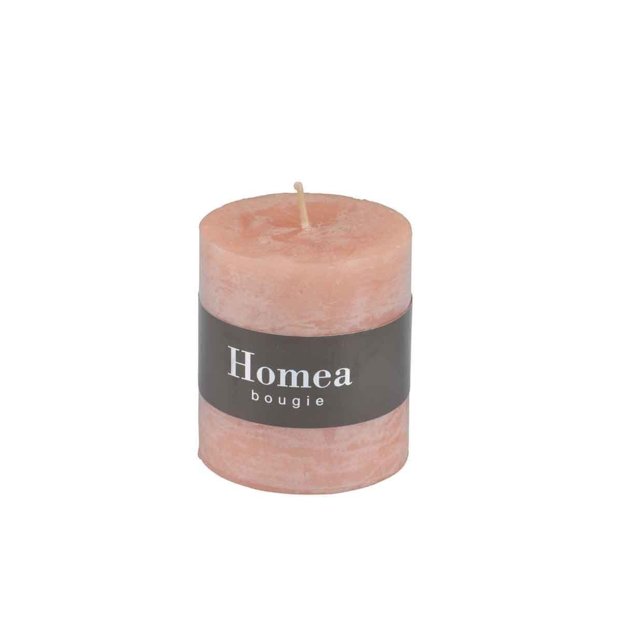 Voir la diapositive 2 : HOMEA Bougie pilier déco  rustique  7cm rose poudré