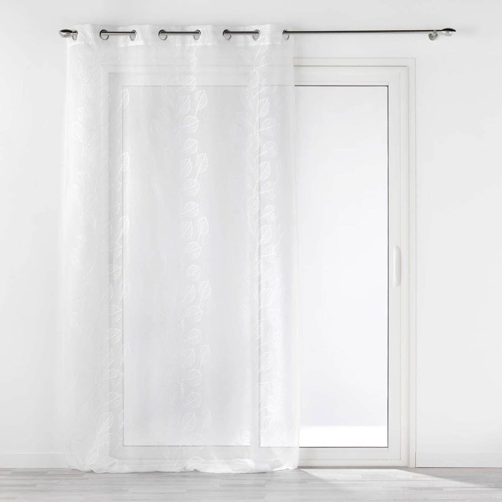 Douceur d'Intérieur Rideau voilage à œillets  brodé edenia  140x240cm blanc