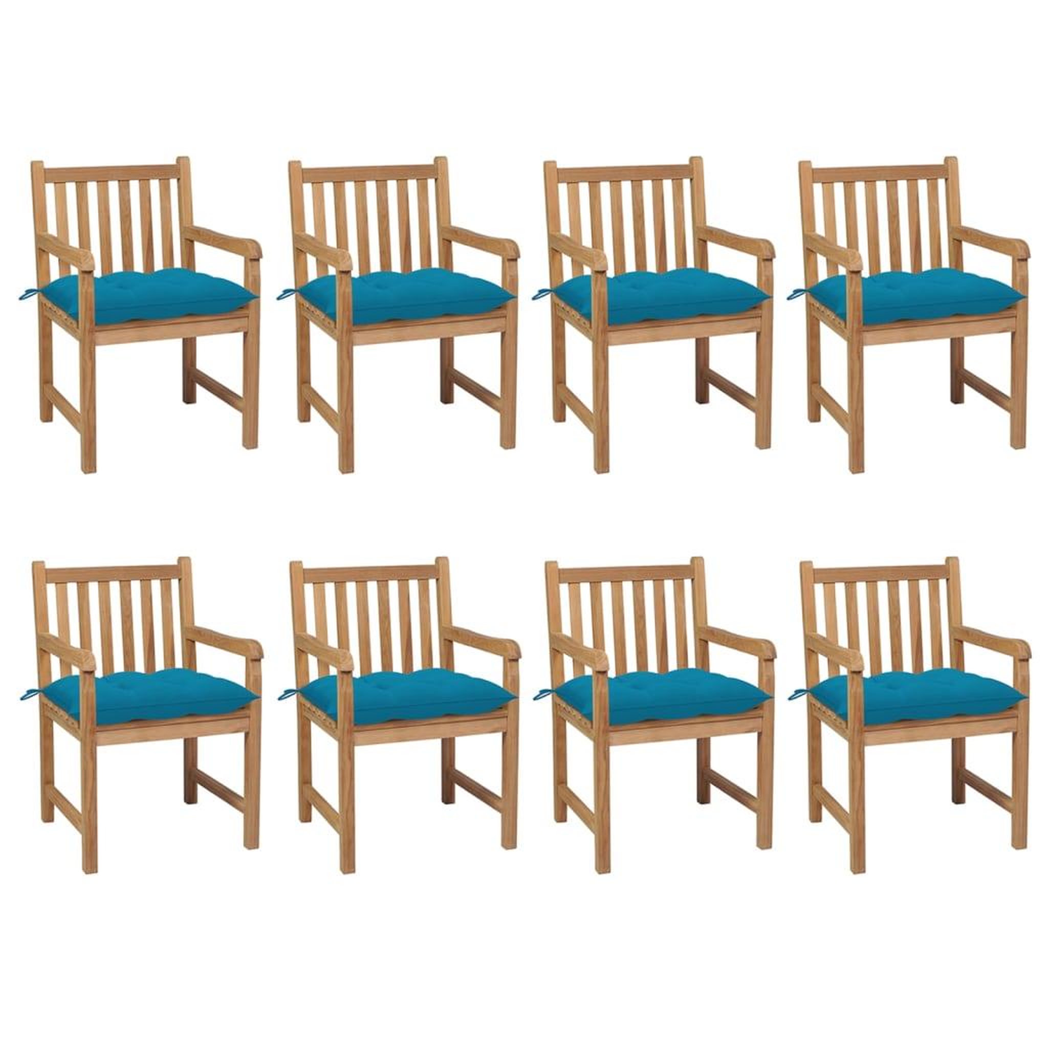 Voir la diapositive 1 : VIDAXL Chaises de jardin lot de 8 avec coussins bleu clair Teck solide