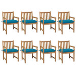 VIDAXL Chaises de jardin lot de 8 avec coussins bleu clair Teck solide