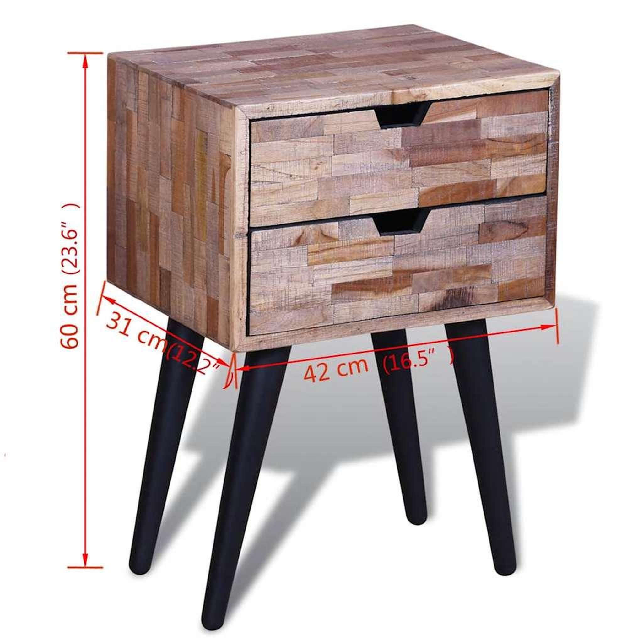 Voir la diapositive 3 : VIDAXL Table de chevet avec 2 tiroirs Bois de teck recycle