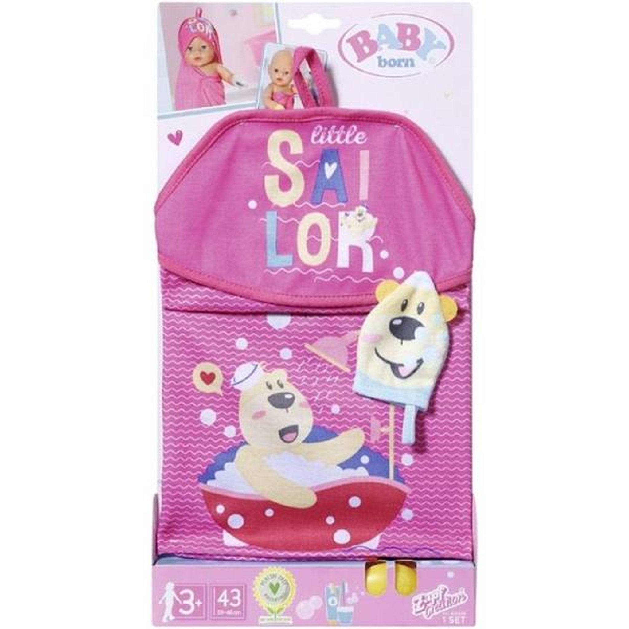 Zapf Creation Baby born bath serviette de bain a capuche et gant de toilettes