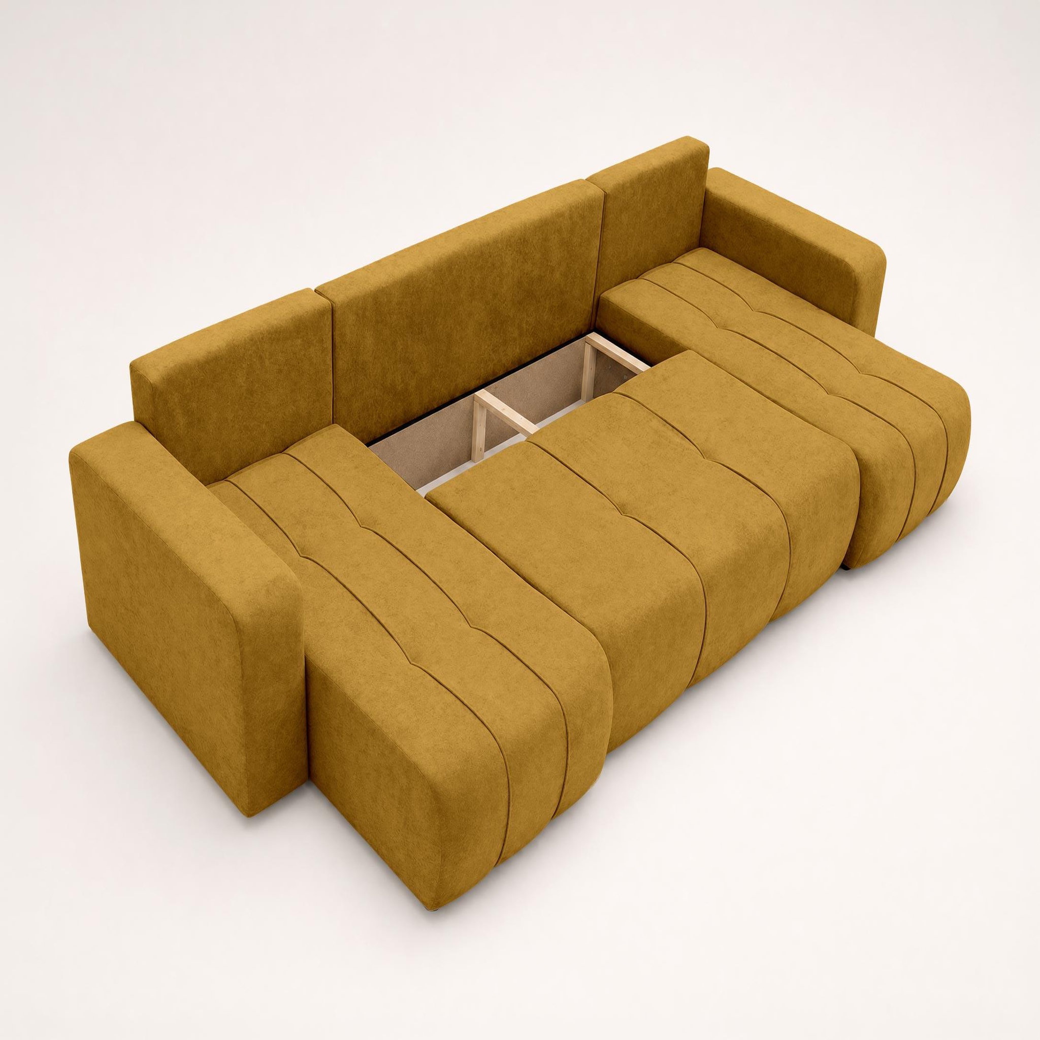 Voir la diapositive 5 : BEST MOBILIER Nicole - canapé panoramique en u 7 places convertible avec coffre en tissu