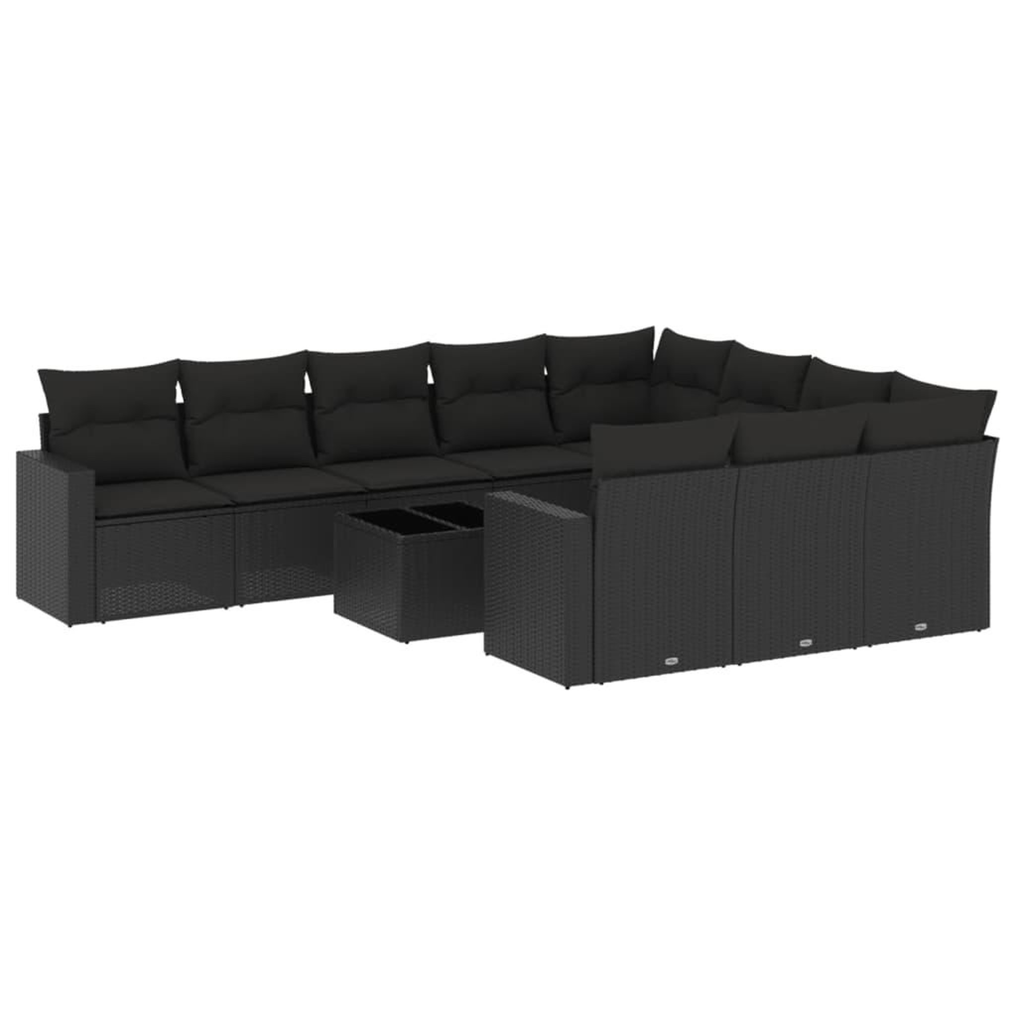 Voir la diapositive 2 : VIDAXL Salon de jardin 11 pcs avec coussins noir resine tressee