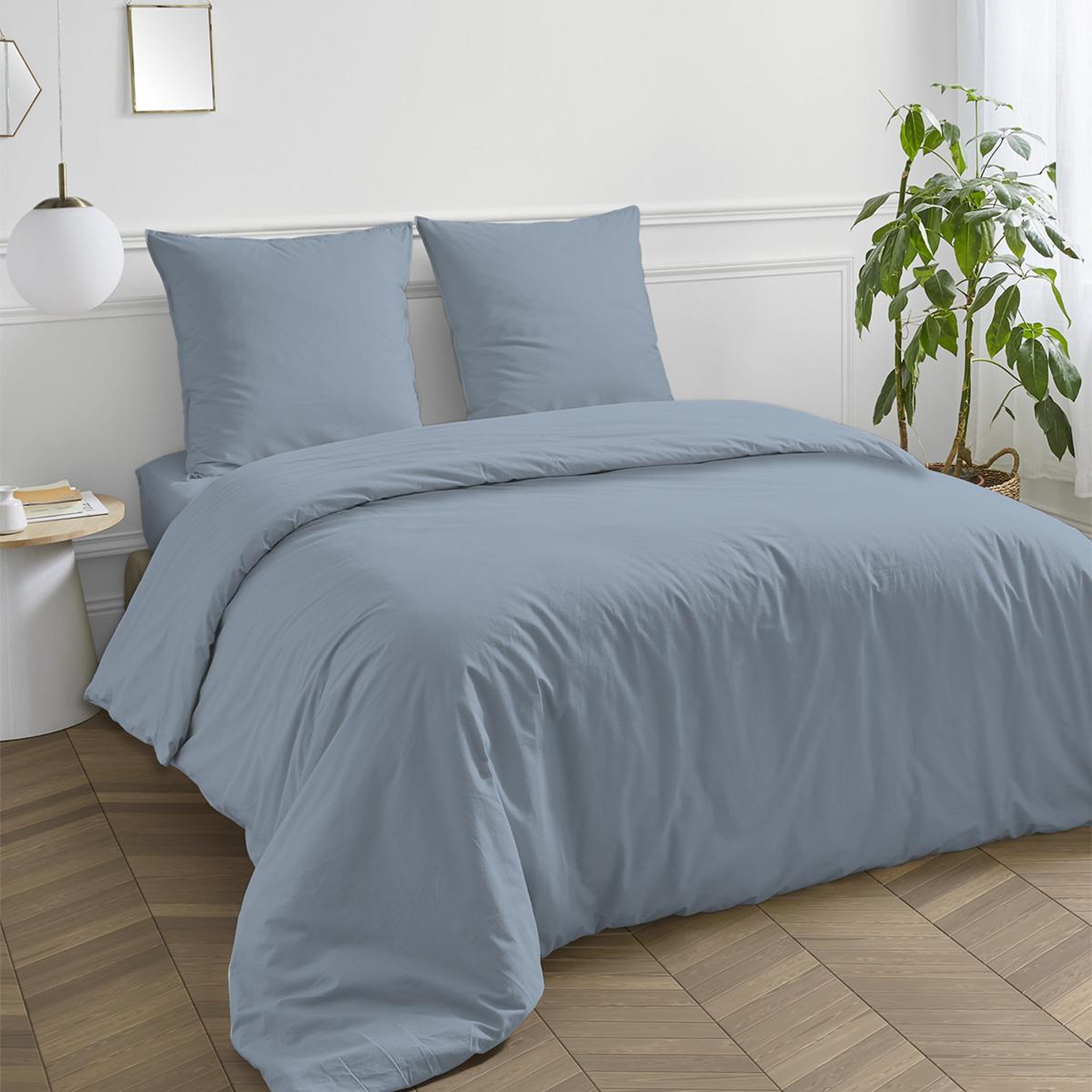 Voir la diapositive 3 : FUTURE HOME Housse de couette en coton 57 fils unie