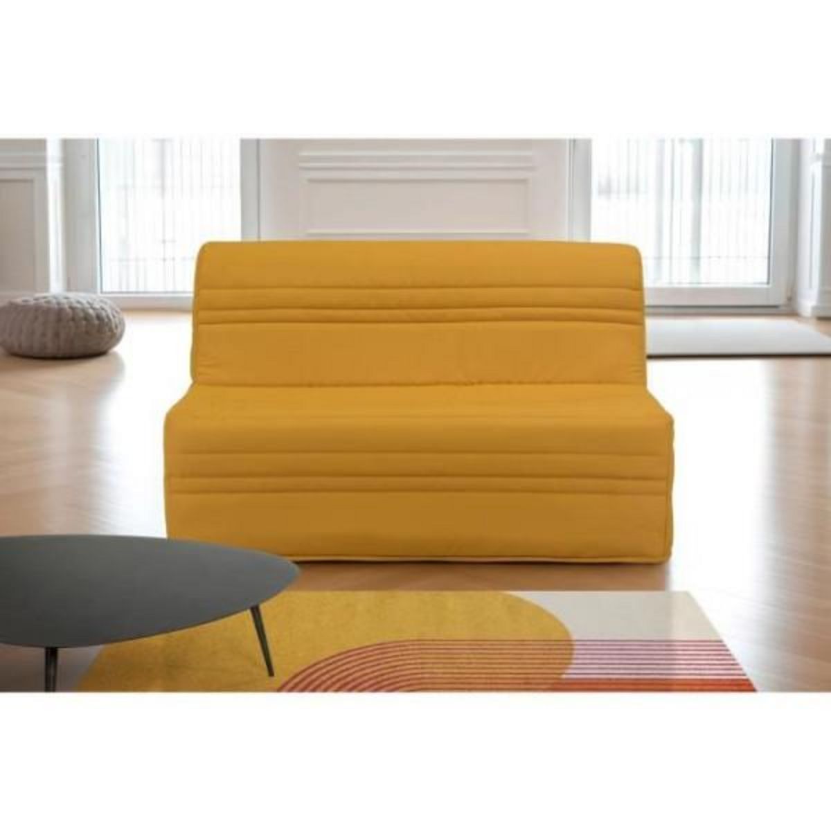 MARKET24 Banquette BZ Joe - Tissu jaune ocre - 3 places - L 143 x P 97 cm - Couchage 140 x 190 cm