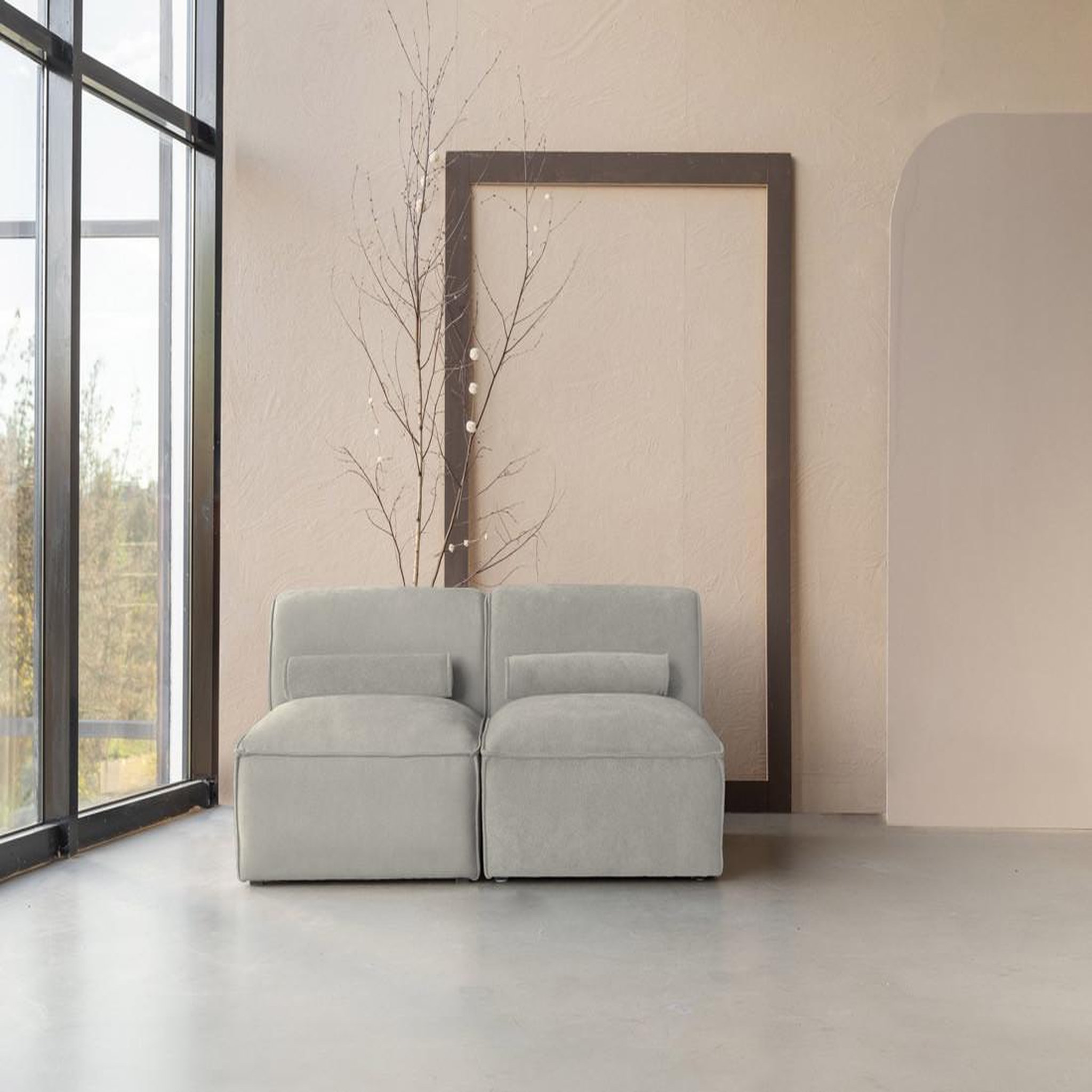 Voir la diapositive 3 : BEST MOBILIER Felix - canapé modulable 2 places en tissu texturé
