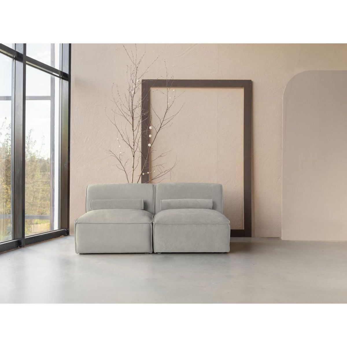 BEST MOBILIER Felix - canapé modulable 2 places en tissu texturé