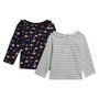 Voir la diapositive 2 : INEXTENSO Lot de 2 t-shirt manches longues à colerette bébé fille