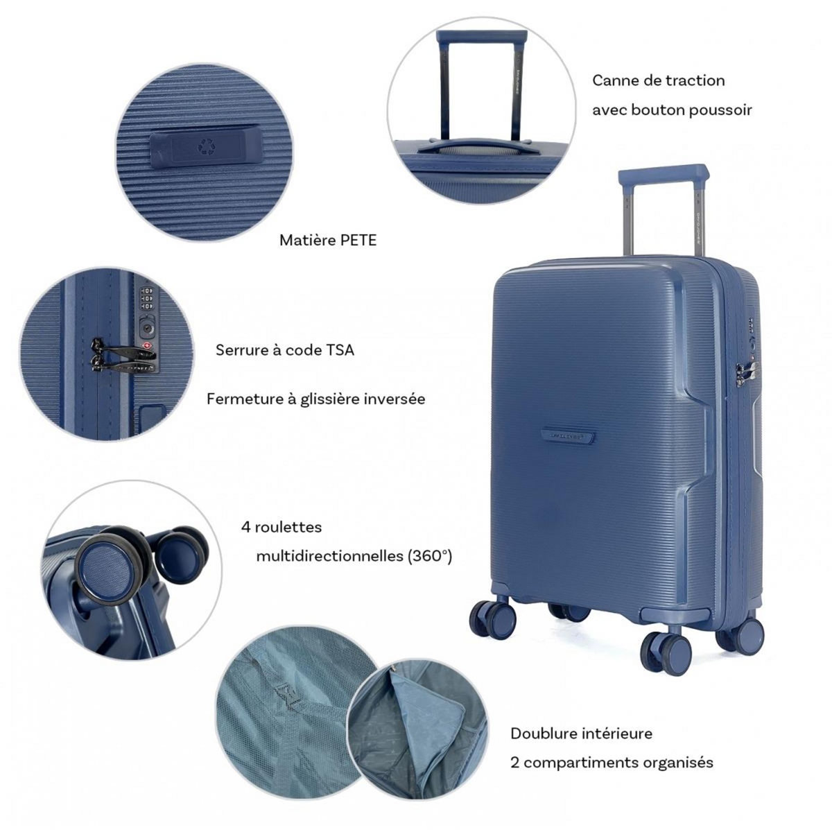 David Jones Lot 3 valises rigides dont 1 valise cabine TSA