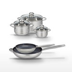 ELO Lot de 2 Poêles 24/32 cm et 3 Faitouts 12/16/24 cm Elo Profi Therm Platinum