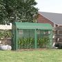 Voir la diapositive 2 : OUTSUNNY Serre de Jardin serre à tomates dim. 3L x 1l x 2H m 2 portes zippées déroulantes 4 fenêtres enroulables acier PE haute densité 140 g/m² anti-UV vert