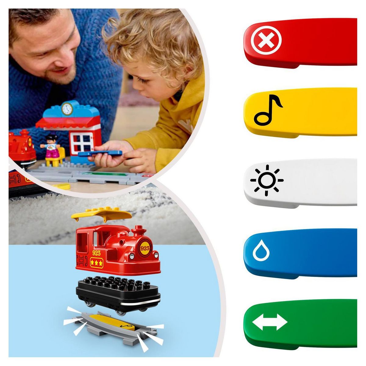 LEGO DUPLO 10874 Le Train à Vapeur, Jouet de Locomotive Télécommandé avec Sons, Lumières