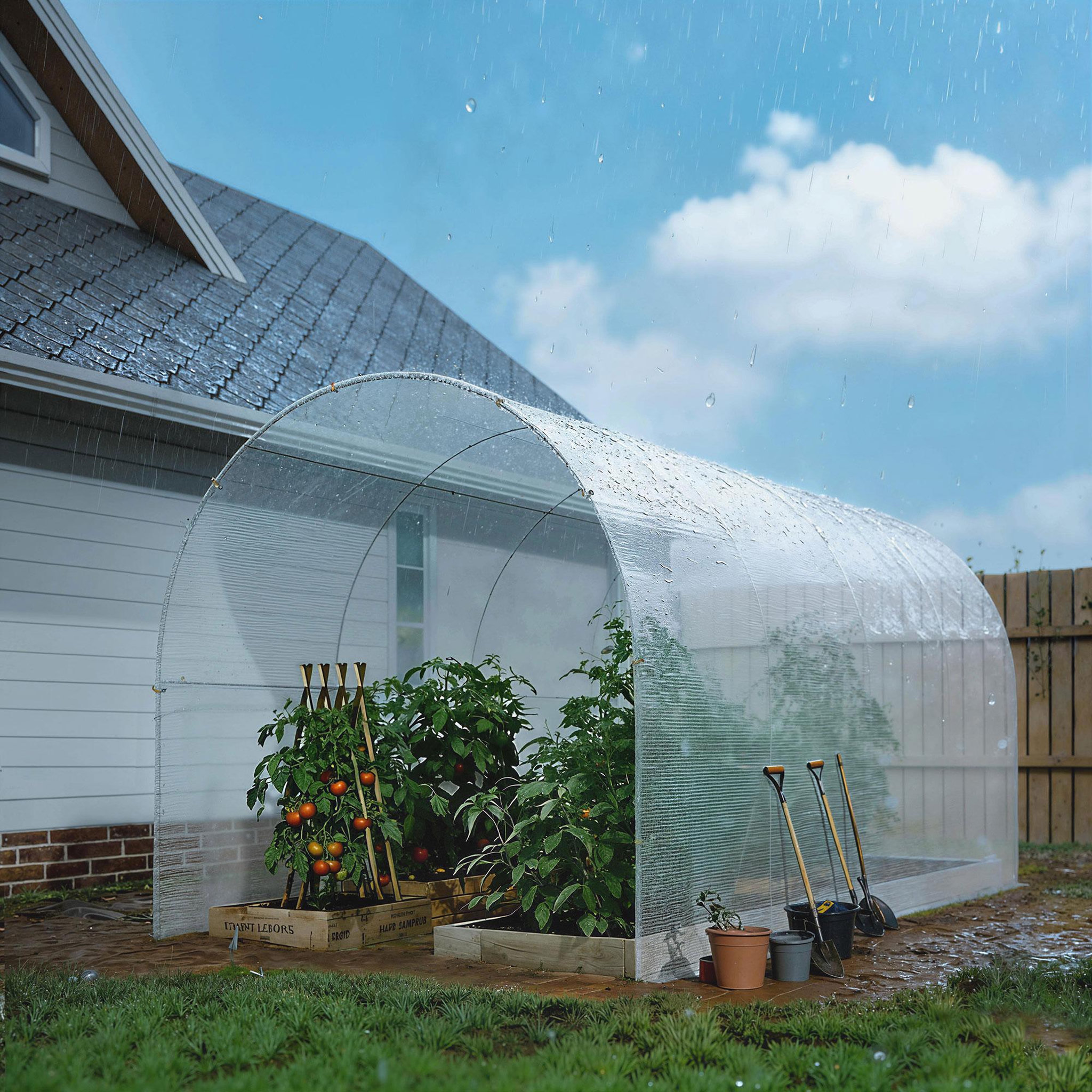 Voir la diapositive 2 : OUTSUNNY Bâche de protection blanche intérieur/extérieur 6x4m 140g/m²