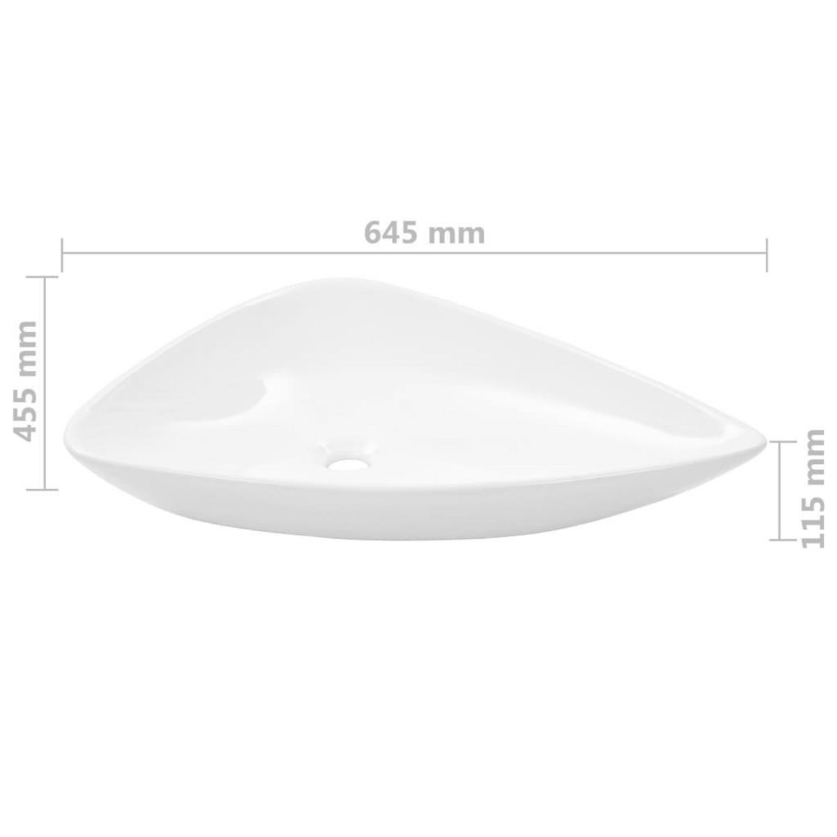 VIDAXL Evier triangulaire Ceramique Blanc 645 x 455 x 115 mm
