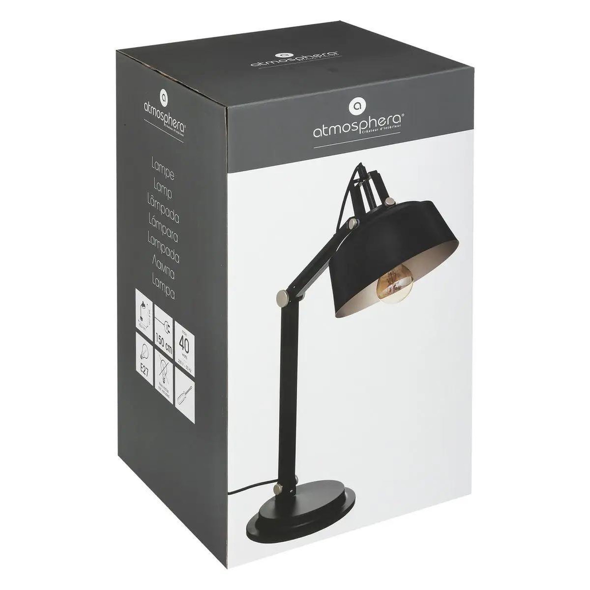 Voir la diapositive 4 : ATMOSPHERA Lampe à poser arc design  deep soul  55cm noir