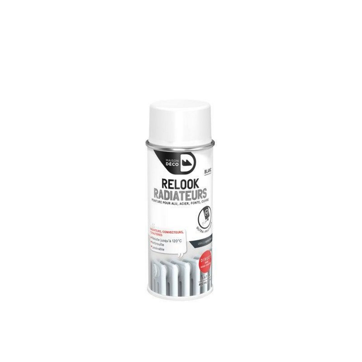 Maison deco Peinture aérosol relook radiateur MAISON DECO blanc satiné 0.400 L
