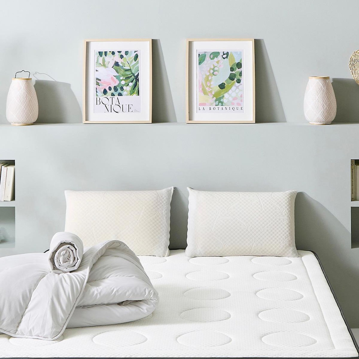 OLYMPE LITERIE OLYMPE LITERIE | Pack Prêt à dormir CRISTAL | Matelas Mémoire de forme + Sommier Bois + Accessoires