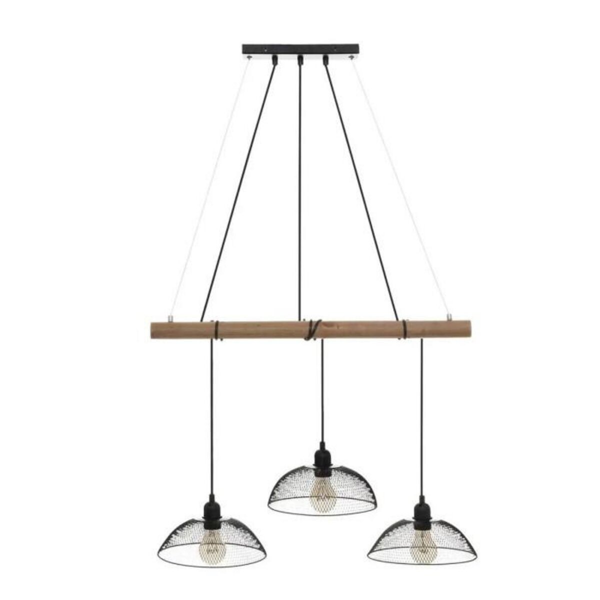 ATMOSPHERA Lampe Suspension 3 Têtes  Timmy  150cm Noir