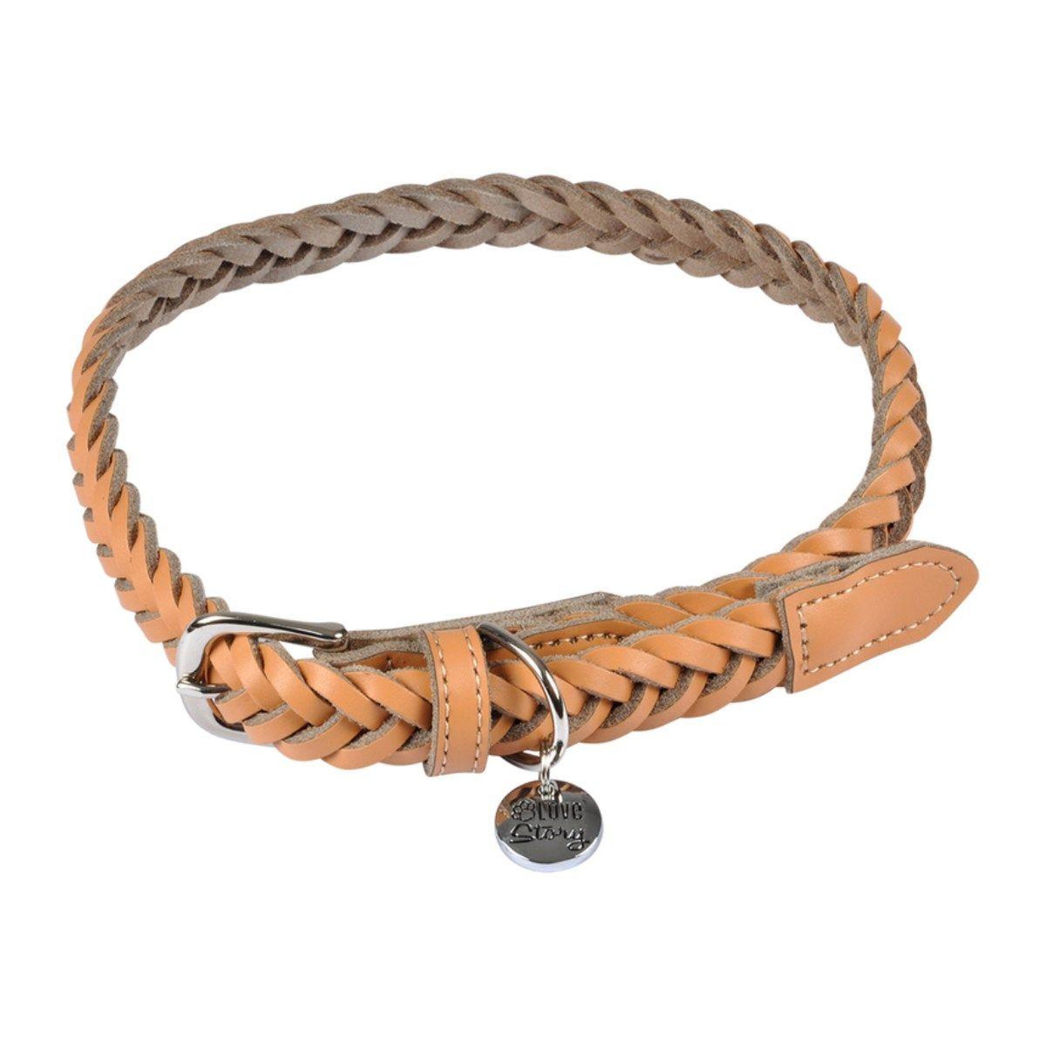 LOVE STORY Collier pour chien réglable  tressé  45-65cm naturel