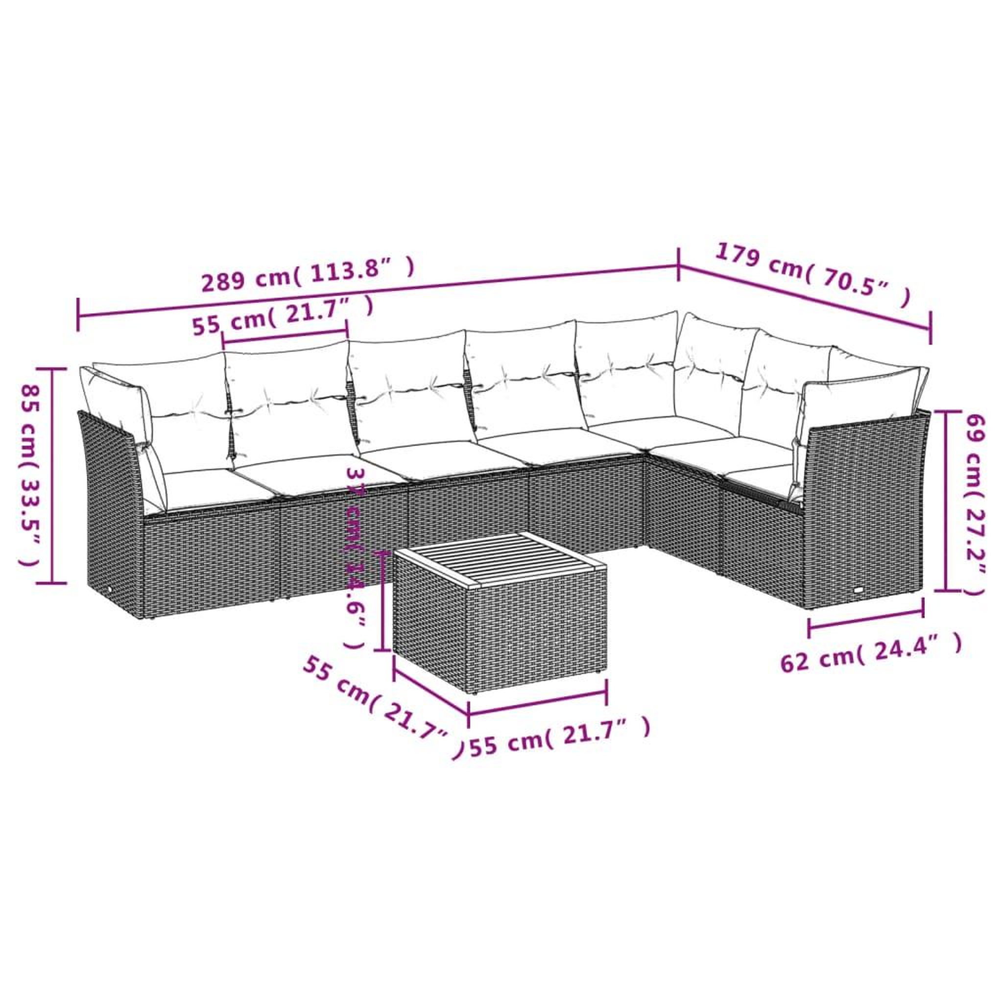 Voir la diapositive 6 : VIDAXL Salon de jardin avec coussins 8 pcs beige resine tressee