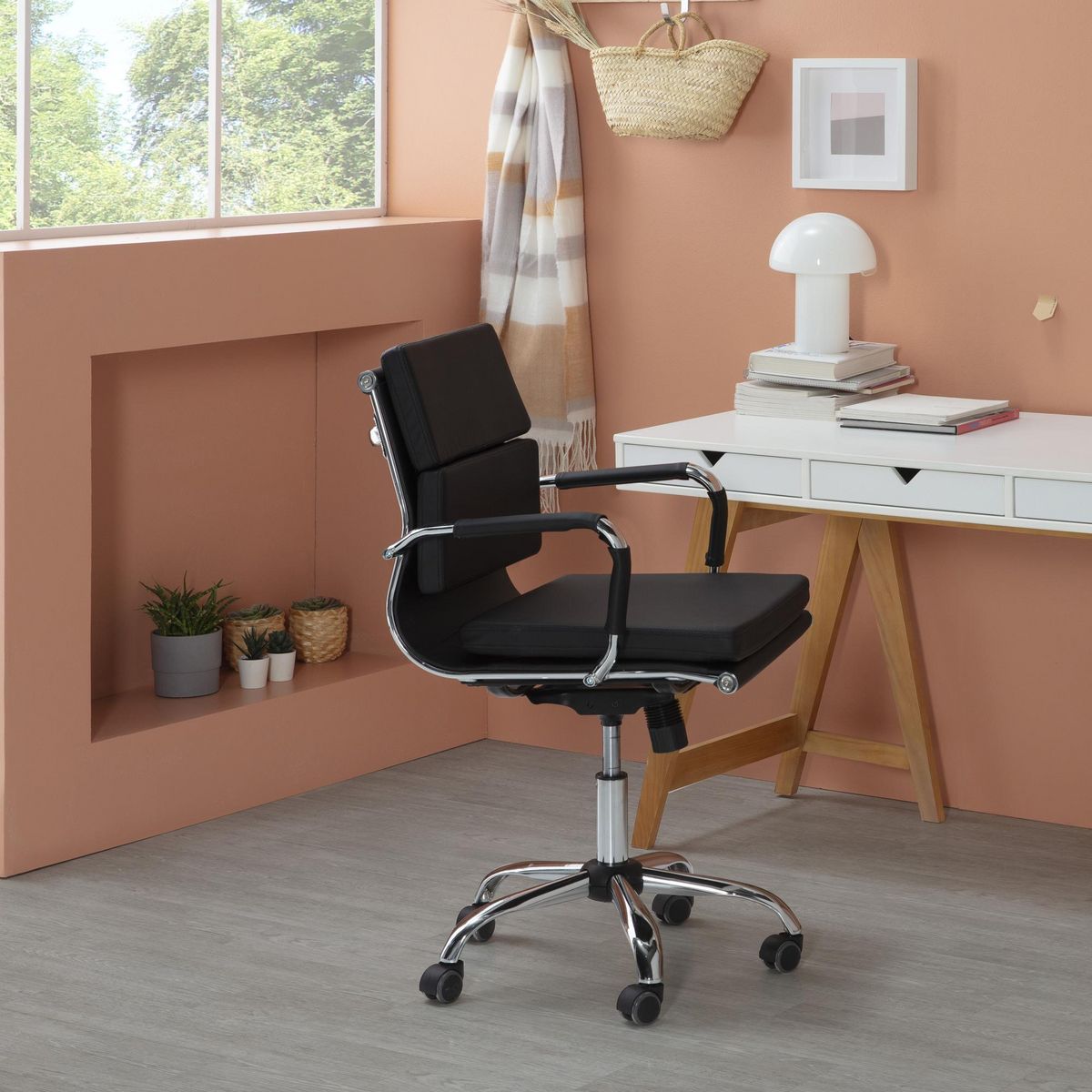 VS VENTA-STOCK Fauteuil de Bureau Fenix inclinable Noir, Cuir synthétique