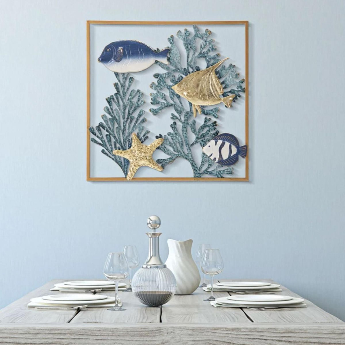 Paris Prix Déco Murale Encadrée en Métal  Fish  50cm Multicolore